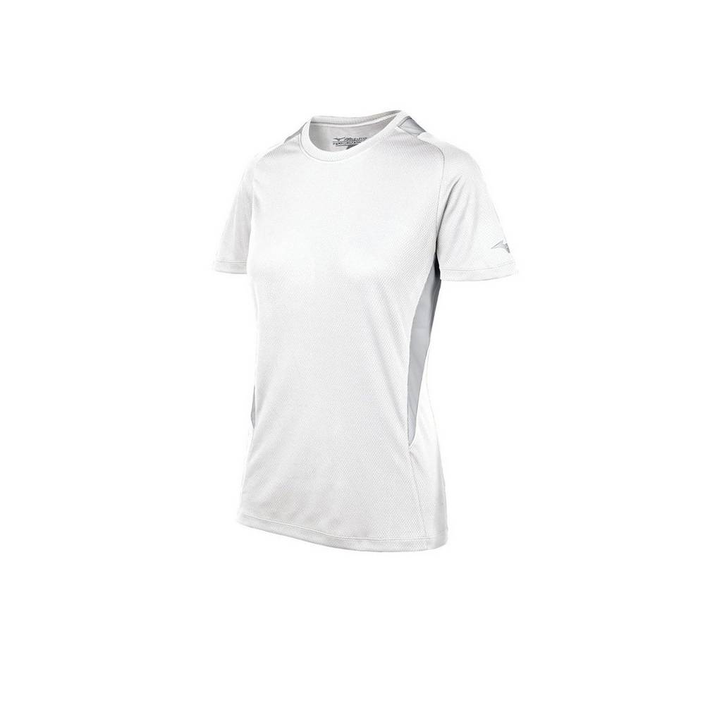 Camisas Mizuno Softball Crew Neck - Mulher - Branco/Cinzentas - WDSPZ9186